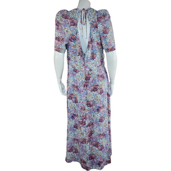 Floret Studios Floral Print Empire Waist Maxi Dress Women's XL Puff Sleeve - Picture 6 of 16